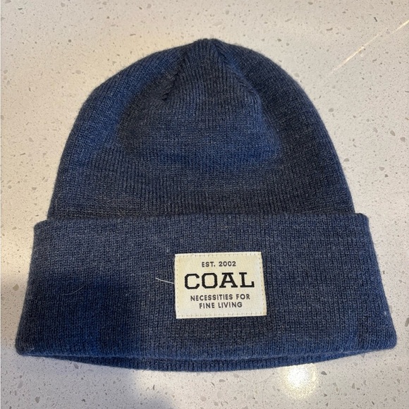 COAL Blue Knit Beanie with Folded Brim and Label - Picture 1 of 4